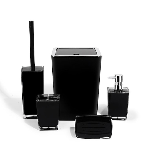 

Bathroom Accessories Set 5 Piece Set,Toothbrush Cup,Soap Dispenser,Soap Dish,Toilet Brush Holder,Trash Can