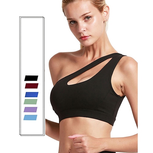 

Women's Sports Bra Bralette Removable Pad Yoga Fitness Gym Workout Breathable Lightweight Soft Padded Light Support White Black Green Gray Purple Rosy Pink Solid Colored / Micro-elastic / Athletic