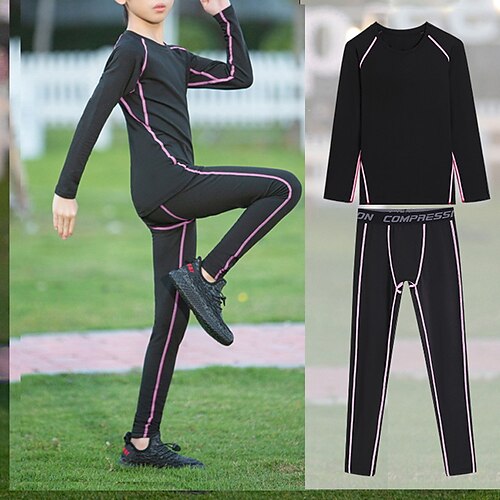 

2 Pieces Toddler Boys T-shirt & Pants Outfit Stripe Long Sleeve Crewneck Set Outdoor Sports Cool Winter Fall 7-13 Years Green Black Blue
