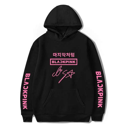 

KPOP Negro rosa Sudadera Dibujos Manga Anime Bolsillo delantero Gráfico Sudadera Para Hombre Mujer Unisexo Adulto Estampado en caliente 100% Poliéster Casual Diario