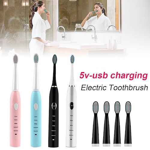 

Powerful Ultrasonic Electric Toothbrush USB Charger Rechargeable Tooth Brushes Washable for Sonic Electronic Whitening Teeth