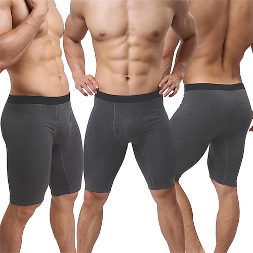 

Men's Basic Panties Boxers Underwear Briefs 1 PC Underwear Fashion Simple Comfort Pure Color Cotton Mid Waist Comfort Soft Light gray Dark Gray Gray M L XL