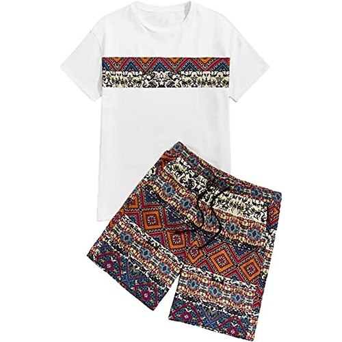 

Herre Shorts og T-shirt sæt T-shirt outfits Grafisk Bohemisk Blomst Rund hals Tøj 3D-udskrivning Plusstørrelser udendørs Daglig Kortærmet 3D-udskrivning 2 stk 2stk Designer Afslappet Bekvem