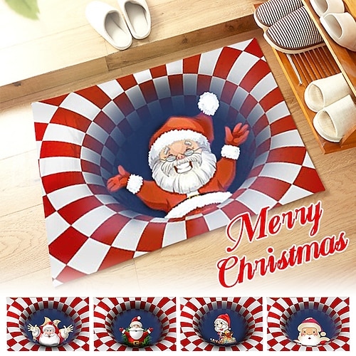 

3D Christmas Series Room Door Bathroom Door Entry Mat Bedroom Livingroom Bathroom Absorbent Non-slip Carpet Floor Mat Home Decoration 4060/5080cm