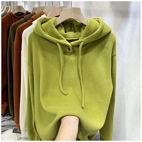 

Women's Hoodie Sweatshirt Pullover Basic Black Yellow Khaki Solid Color Casual Hoodie Long Sleeve S M L XL 2XL 3XL