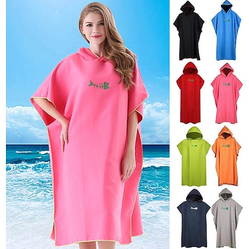 

Changing Robe Hooded Poncho Towel Quick Dry Lightweight Changing Towel Extra Long in Microfibre Surf Poncho Universal Size for Men Women Adults, Suitable for Swimming Surfing and Beach