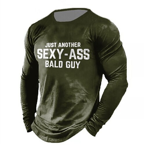 

Men's T shirt Tee Letter Graphic Prints Crew Neck Black Army Green Navy Blue Gray 3D Print Outdoor Street Long Sleeve Print Clothing Apparel Basic Vintage Sports Designer