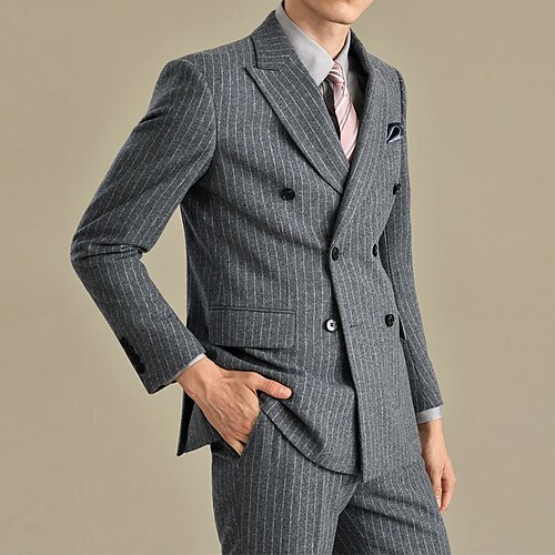 

Dark Gray Solid Color 50% Wool Men's Suits 2 Piece