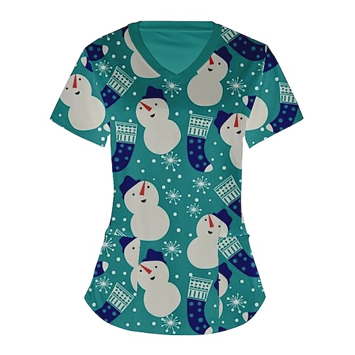 

Snowman Masquerade T-shirt Women's Christmas Christmas Carnival Masquerade Adults' Christmas Vacation Polyester Top