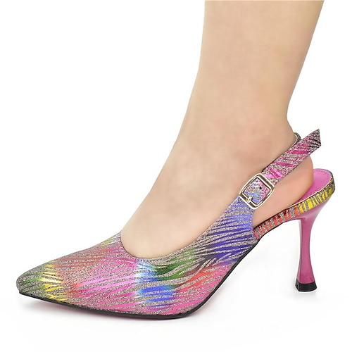 

cross-border e-commerce amazon hot order women's pointed toe back empty sandals animal print rainbow multicolor large size 42 43
