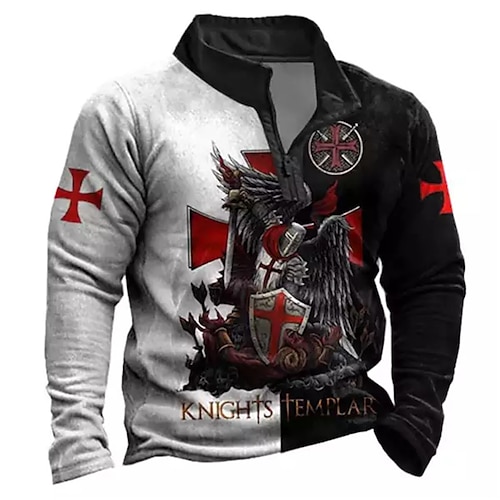 

Men's Zip Up Sweatshirt Pullover Quarter Zipper Sweatshirt Black Half Zip Color Block Graphic Prints Zipper Print Daily Sports 3D Print Basic Designer Casual Spring Fall Clothing Apparel Knight