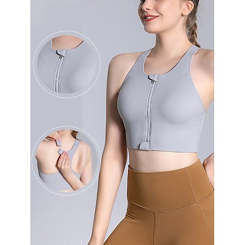 

Women's Sports Bra Running Bra Wirefree Fitness Gym Workout Running High Impact Quick Dry Shockproof Padded High Support Black Yellow Grey White Solid Colored