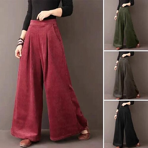 

Women's Wide Leg Pants Trousers Black Wine Dark Gray Casual Casual Daily Full Length Outdoor Solid Colored S M L XL 2XL