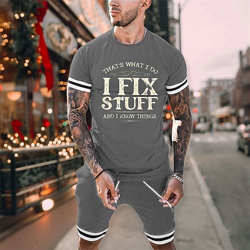 

Men's T shirt Tee T-shirt Suits Shorts and T Shirt Set Cool Shirt Letter Graphic Prints Crew Neck Hot Stamping Street Daily Short Sleeve Print Clothing Apparel 2pcs Fashion Designer Casual Comfortable