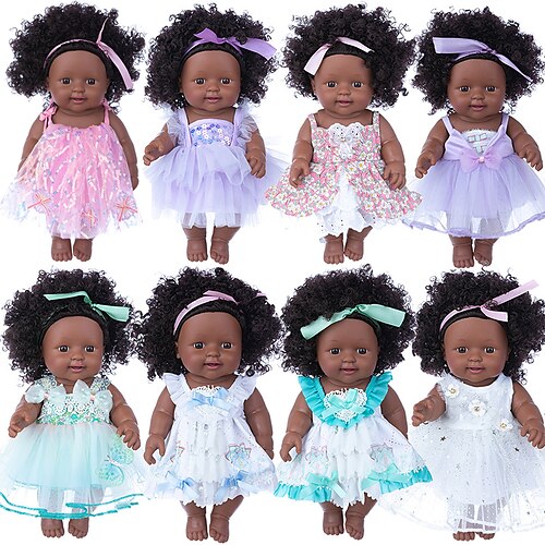 

12 Inch Black Doll Imitation Enamel Doll Children's House Doll Dressing Doll