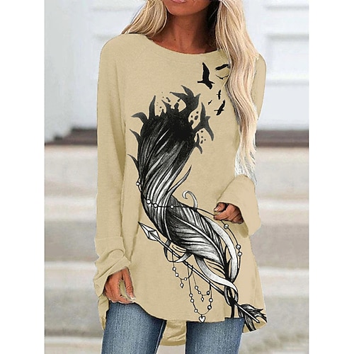 

feather Masquerade T-shirt Women's Christmas Christmas Carnival Masquerade Adults' Christmas Vacation Polyester Top