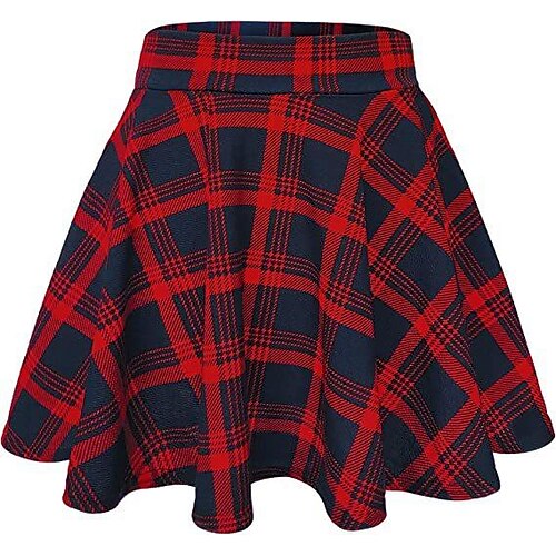 

Women's Work Skirts Plaid Skirt Mini Cotton Green Black Purple Red Skirts Winter Print Fashion Casual Preppy Christmas S M L