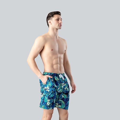 

Men's Swim Shorts Swim Trunks Board Shorts Pocket Drawstring Elastic Waist Graphic Tropical Comfort Breathable Short Casual Daily Beach Fashion Streetwear Grass Green Green