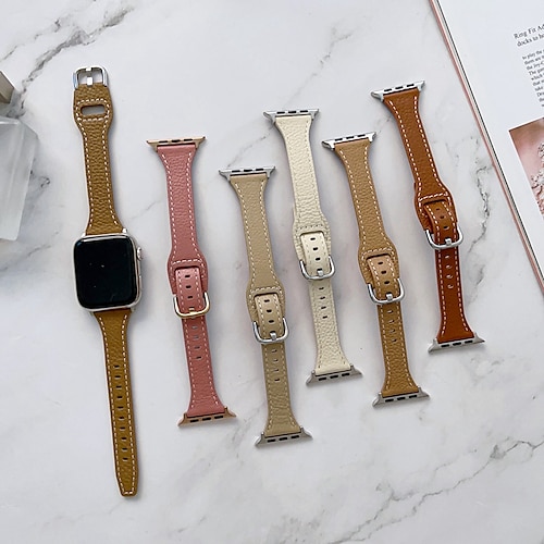 

1PC Smart Watch Band Compatible with Apple iWatch Series 8/7/6/5/4/3/2/1 / SE Leather Loop for iWatch Smartwatch Strap Wristband PU Leather Adjustable Elastic Classic Clasp