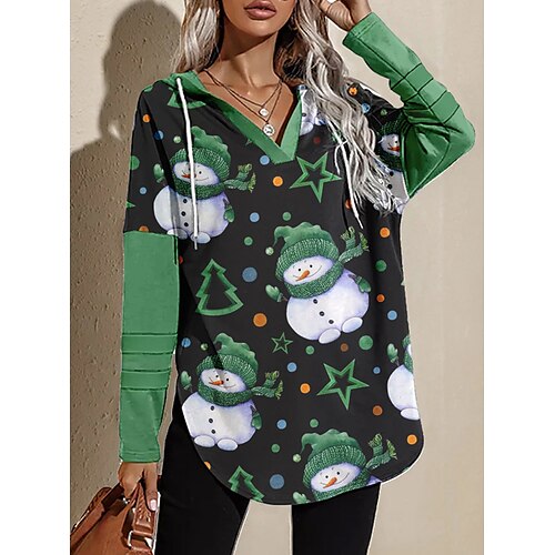 

Snowman Masquerade Hoodie Women's Christmas Christmas Carnival Masquerade Adults' Christmas New Year Eve Polyester Top