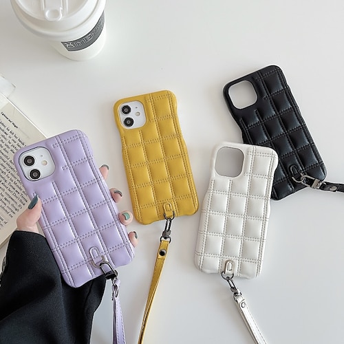 

Phone Case For Apple Back Cover iPhone 13 Pro Max 12 11 Portable Full Body Protective with Adjustable Neck Strap Solid Colored PC PU Leather