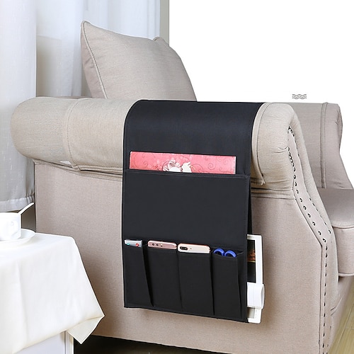 

Sofa Armrest Cover Storage Organizer Couch Recliner Remote Control Holder with Pockets Armchair Caddy for Ipad, Phone, Magazines, TV Remote Control