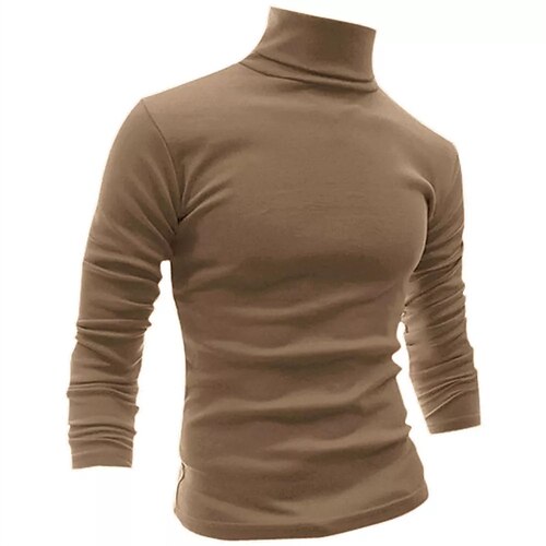 

Men's Turtleneck shirt Solid Colored Turtleneck Green Wine Khaki Light gray Navy Blue Sports Holiday Long Sleeve Clothing Apparel Basic Casual Comfortable