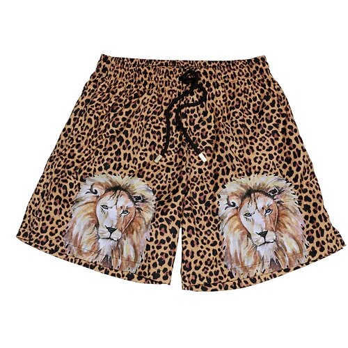 

Men's Swim Shorts Swim Trunks Board Shorts Drawstring Elastic Waist Leopard Lion Print Comfort Breathable Casual Daily Beach Fashion Streetwear Black Brown Micro-elastic