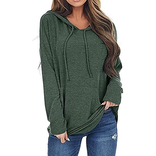 

europe and the united states cross-border foreign trade wish amazon ebay fashion hooded solid color long-sleeved pocket t-shirt top women