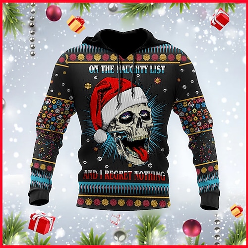 

Men's Pullover Hoodie Sweatshirt Red Black Green Black Red Hooded Skull Graphic Prints Print Christmas Daily Sports 3D Print Basic Streetwear Designer Spring Fall Clothing Apparel Hoodies