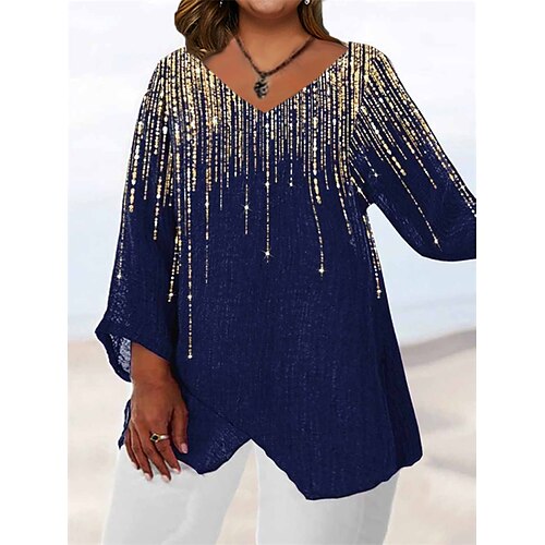 

Women's Plus Size Tops Blouse Shirt Floral Striped Print Long Sleeve Crew Neck Casual Holiday Daily Vacation Polyester Winter Fall Green Black
