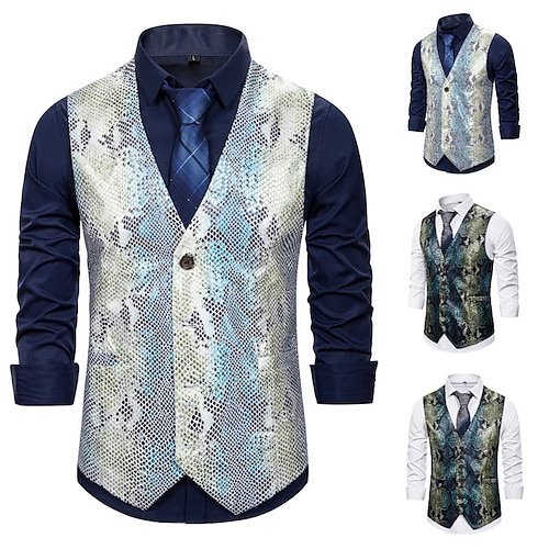 

Per uomo Gilet Traspirante Indossalo per lavorare Monopetto Fantasia pelle di serpente Grafica stampata in 3D A V Di tendenza Giacca Capispalla Senza maniche Tasche Autunno inverno