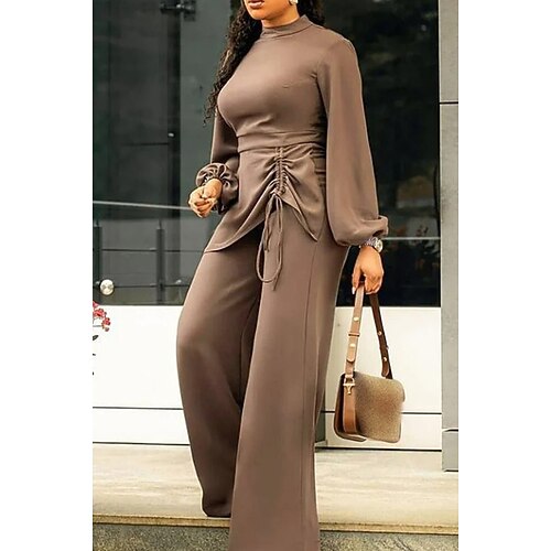 

Women's Jumpsuit Solid Color Stand Collar Holiday Going out Weekend Regular Fit Long Sleeve Green Black Purple L XL XXL Winter