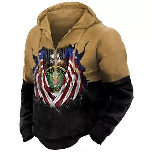 

Men's Pullover Full Zip Hoodie Brown Hooded Color Block Graphic Prints Eagle Zipper Print Casual Daily Sports 3D Print Basic Streetwear Designer Spring Fall Clothing Apparel Hoodies Sweatshirts