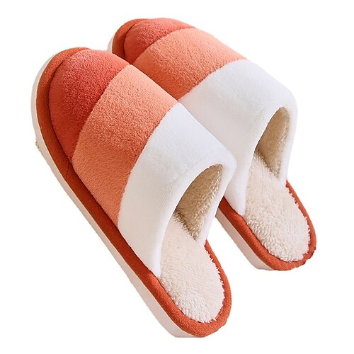 

Women's Slippers Home House Slippers Fleece Slippers Memory Foam Slippers Winter Flat Heel Round Toe Casual Polyester Loafer Geometric Plaid Green Rosy Pink Red