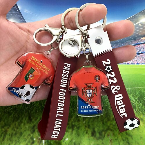 

2022 World Football Cup Qatar Match Team Fans Commemorative Gift Acrylic Key Chain Soft Rubber Handband