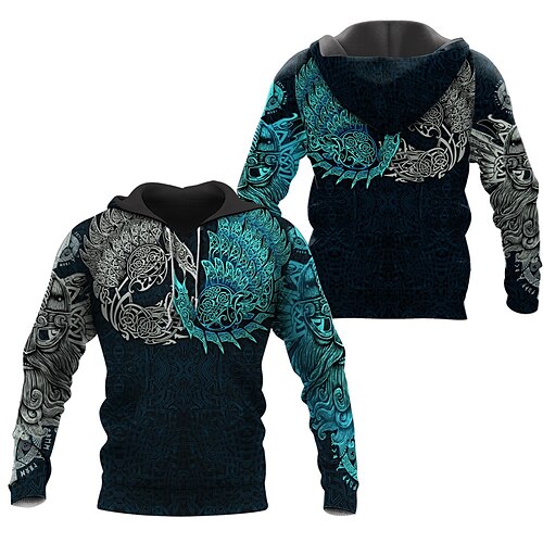 

Inspired by Vikings Warriors Viking Tattoo Hoodie Cartoon Manga Anime Front Pocket Graphic Hoodie For Men's Women's Unisex Adults' 3D Print 100% Polyester Casual Daily
