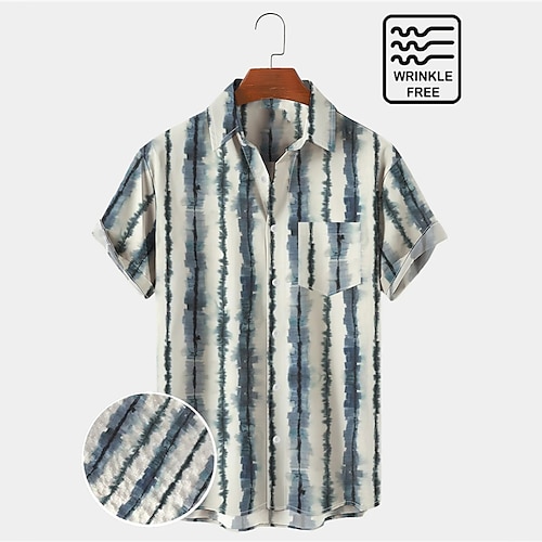 

Men's Shirt Tie Dye Graphic Prints Turndown Blue 3D Print Outdoor Street Short Sleeves Button-Down Print Clothing Apparel Fashion Designer Casual Breathable