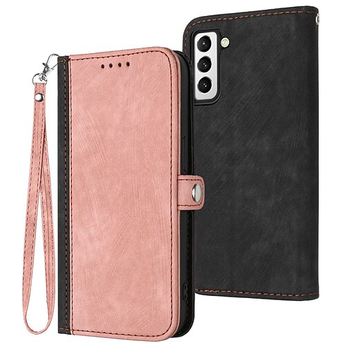 

Phone Case For Samsung Galaxy Wallet Card A73 A53 A33 S22 Ultra Plus S21 FE S20 Note 10 with Wrist Strap Card Holder Slots Magnetic Flip Solid Colored TPU PU Leather