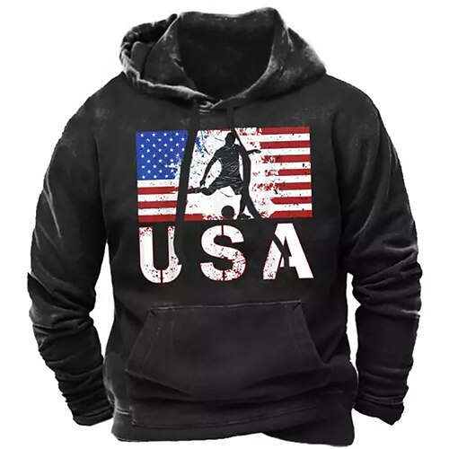

Men's Pullover Hoodie Sweatshirt Black Hooded Graphic Prints National Flag Print Daily Sports 3D Print Basic Streetwear Designer Spring & Fall Clothing Apparel Hoodies Sweatshirts