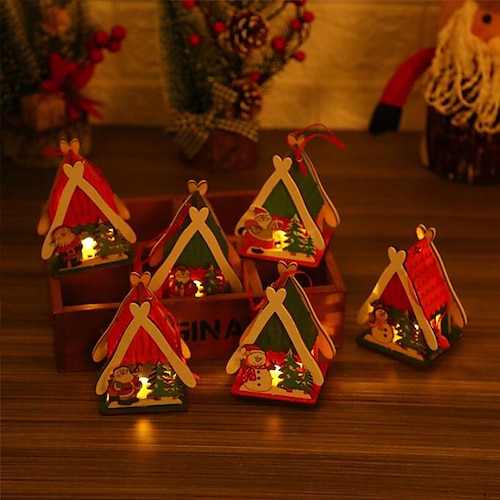 

Christmas Luminous Cabin Night Light Santa Claus Snowman Christmas Tree Christmas Interior Decorative Lights