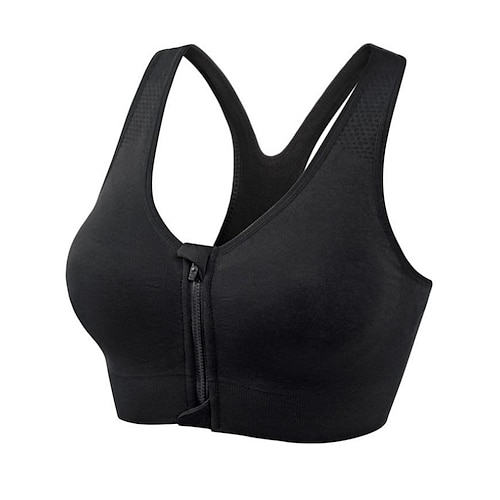 

Women's High Support Sports Bra Running Bra Racerback Zip Front Bra Top Padded Yoga Fitness Gym Workout Breathable Quick Dry Shockproof Light Khaki Green Black Solid Colored / Athletic / Athleisure