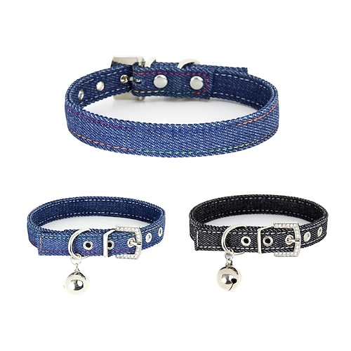 

2 Pcs Ins Fashion Korean Style Cowboy Bell Collar Pet Neck Collar Small and Medium Dog Collar Cat Neck