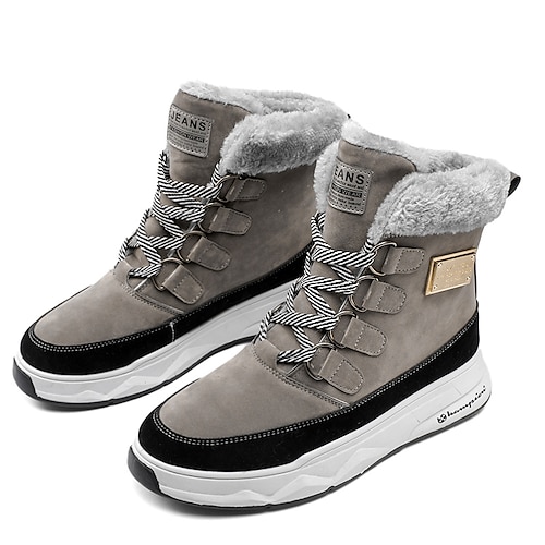 

Men's Boots Snow Boots Winter Boots Fleece lined Casual Classic Outdoor Daily PU Booties / Ankle Boots Black Gray Winter Fall