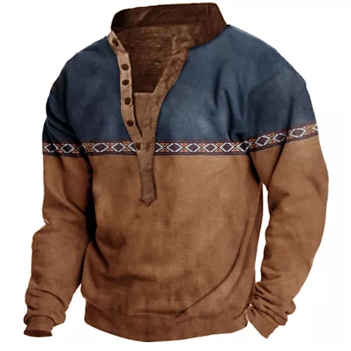 

Homme Sweat shirt Sweat Marron Col Mao Bloc de couleur Imprimés Photos Imprimer Casual du quotidien Des sports 3D effet Vêtement de rue Design Casual Printemps Automne Vêtement Tenue Pulls Capuche