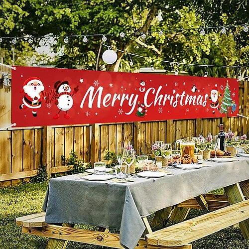 

Merry Christmas Holiday Pull Flag Decorative Banner Outdoor Garden Patio Home Decoration