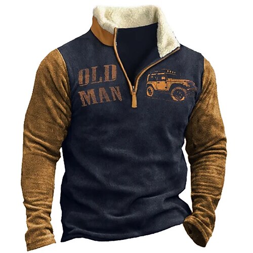 

Men's Zip Up Sweatshirt Pullover Green Blue Brown Gray Half Zip Color Block Car Graphic Prints Zipper Print Daily Sports Going out 3D Print Basic Casual Thin fleece Winter Clothing Apparel Hoodies