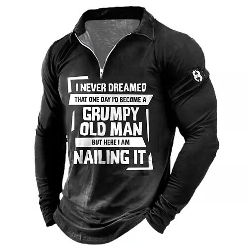 

Men's Collar Polo Shirt Golf Shirt Letter Graphic Prints Turndown Green Black Blue Red Gray 3D Print Outdoor Street Long Sleeve Zipper Print Clothing Apparel Fashion Designer Casual Soft