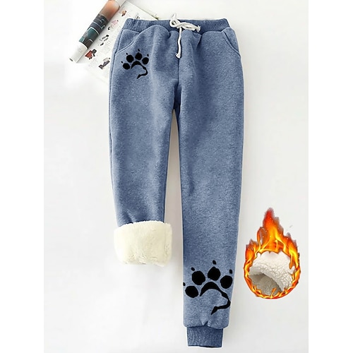 

Women's Plus Size Pants Trousers Cat Sporty Casual Daily Natural Full Length Winter Fall Blue L XL XXL 3XL 4XL