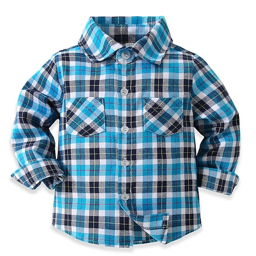 

Bambino (1-4 anni) Da ragazzo Camicia A quadri Manica lunga Esterno Adorabile Blu Inverno Vestiti 3-7 anni / Autunno